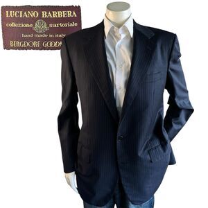 LUCIANO BARBERA SARTORIALE Suit Jacket Men 40-42L Strip Wool Hand Tailored Italy